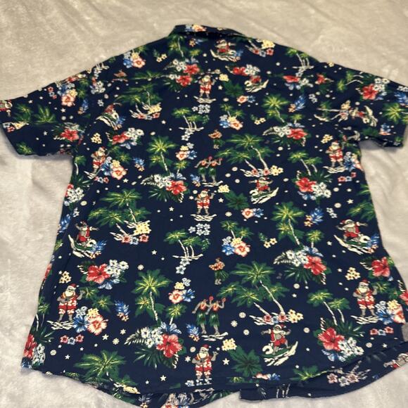 Free Planet Button Up Shirt Mens Size 2X Short Sleeve Hawaiian Santa Beach Print - Picture 7 of 12